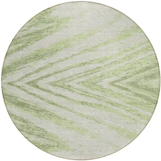 8' Artichoke Green And Gray Round Abstract Washable Indoor Outdoor Area Rug Photo 2