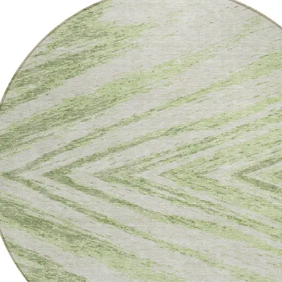 8' Artichoke Green And Gray Round Abstract Washable Indoor Outdoor Area Rug Photo 4