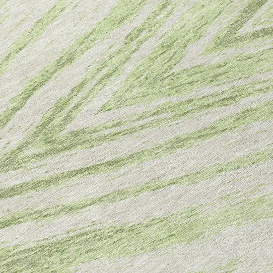 8' Artichoke Green And Gray Round Abstract Washable Indoor Outdoor Area Rug Photo 8