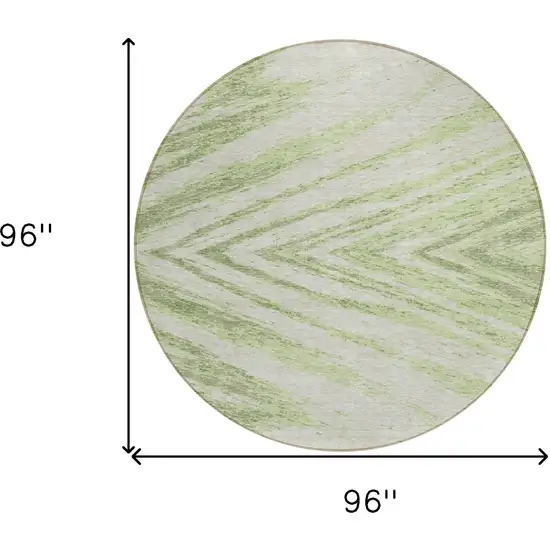 8' Artichoke Green And Gray Round Abstract Washable Indoor Outdoor Area Rug Photo 3