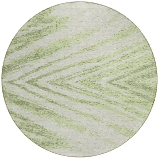8' Artichoke Green And Gray Round Abstract Washable Indoor Outdoor Area Rug Photo 5