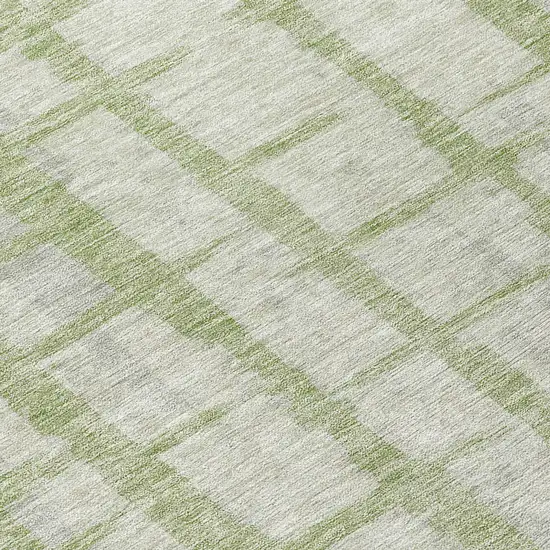 8' Artichoke Green And Gray Round Striped Washable Indoor Outdoor Area Rug Photo 8
