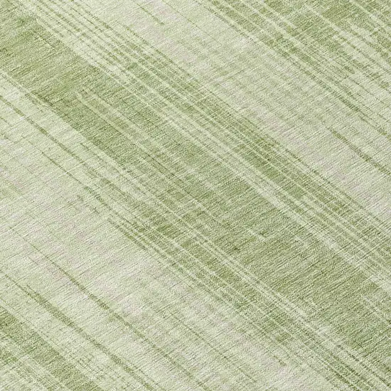 8' Artichoke Green And Ivory Round Striped Washable Indoor Outdoor Area Rug Photo 8