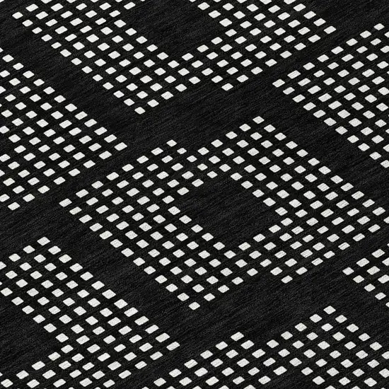 8' Black And Ivory Round Geometric Washable Indoor Outdoor Area Rug Photo 8