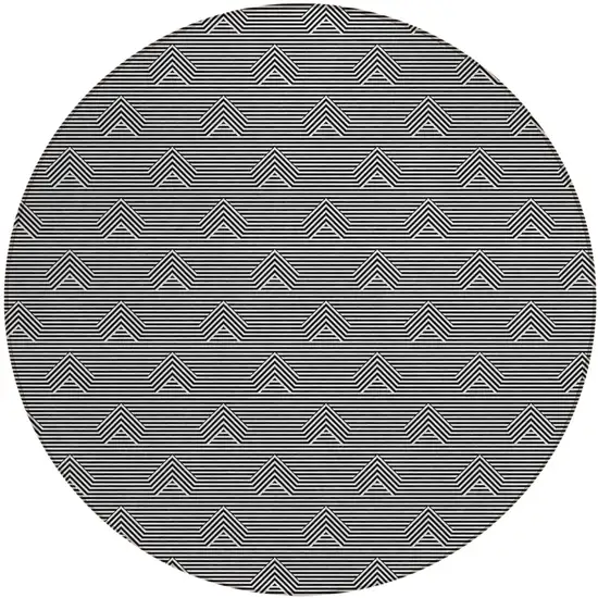 8' Black And Ivory Round Geometric Washable Indoor Outdoor Area Rug Photo 2