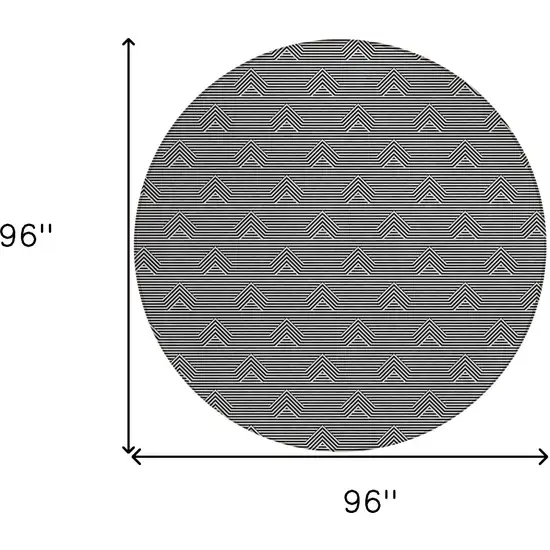 8' Black And Ivory Round Geometric Washable Indoor Outdoor Area Rug Photo 3
