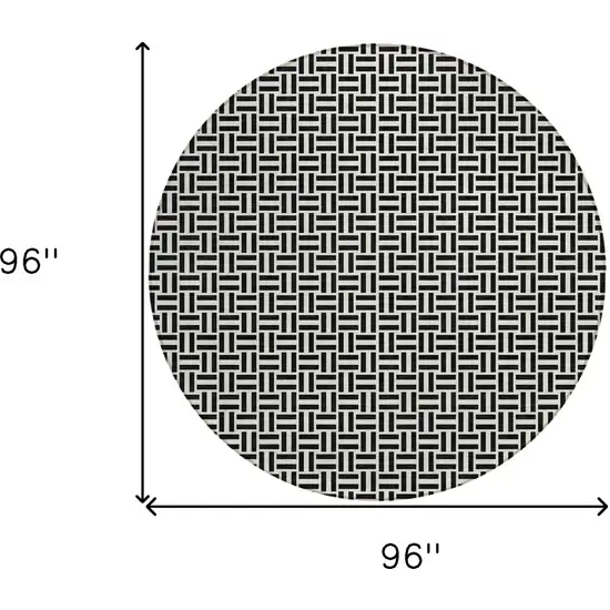 8' Black And Ivory Round Geometric Washable Indoor Outdoor Area Rug Photo 3