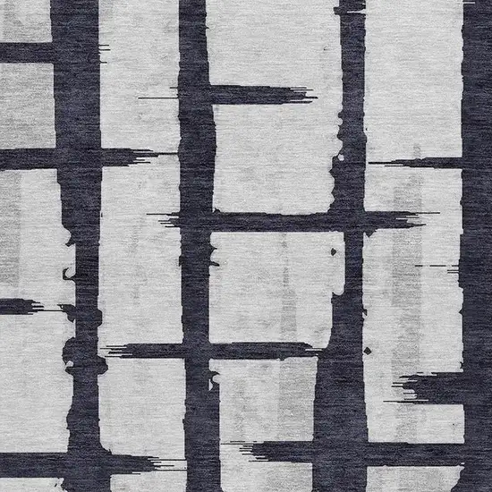 8' Black Beige And Gray Round Striped Washable Indoor Outdoor Area Rug Photo 4