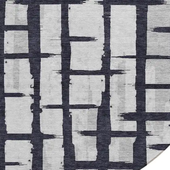 8' Black Beige And Gray Round Striped Washable Indoor Outdoor Area Rug Photo 5