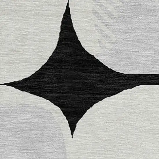 8' Black Gray And Ivory Round Abstract Washable Indoor Outdoor Area Rug Photo 5