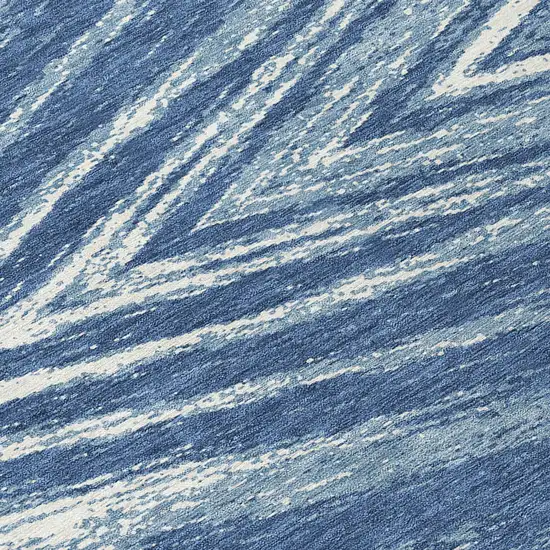 8' Blue And Ivory Round Abstract Washable Indoor Outdoor Area Rug Photo 8