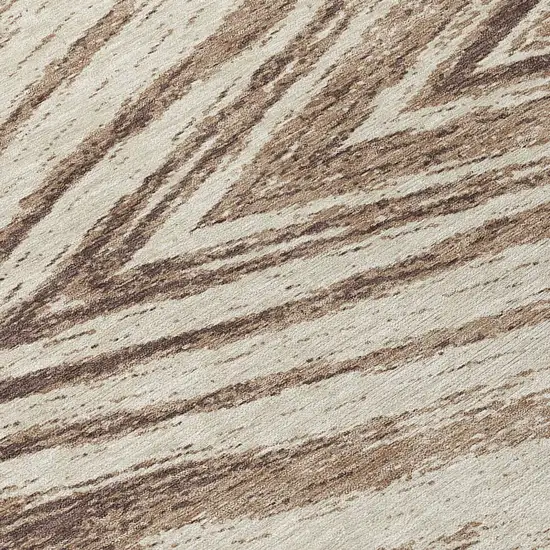 8' Brown And Beige Round Abstract Washable Indoor Outdoor Area Rug Photo 8