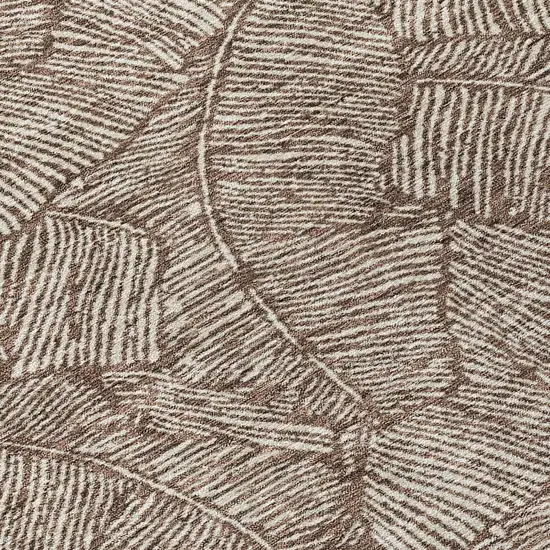 8' Brown And Beige Round Floral Washable Indoor Outdoor Area Rug Photo 4