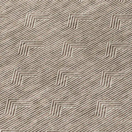 8' Brown And Beige Round Geometric Washable Indoor Outdoor Area Rug Photo 8