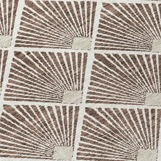 8' Brown And Beige Round Geometric Washable Indoor Outdoor Area Rug Photo 4