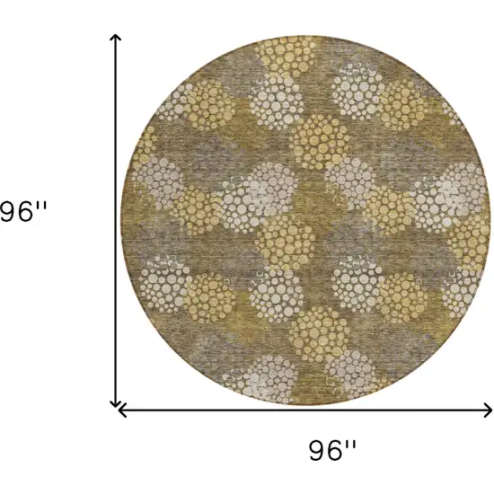 8' Brown Beige And Ivory Round Polka Dot Washable Indoor Outdoor Area Rug Photo 3