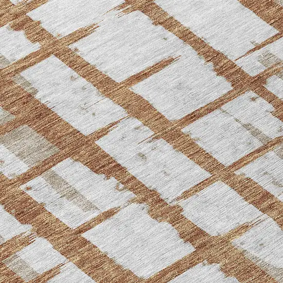 8' Brown Beige And Ivory Round Striped Washable Indoor Outdoor Area Rug Photo 7