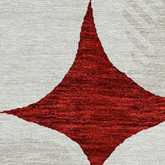 8' Burgundy Beige And Ivory Round Abstract Washable Indoor Outdoor Area Rug Photo 4