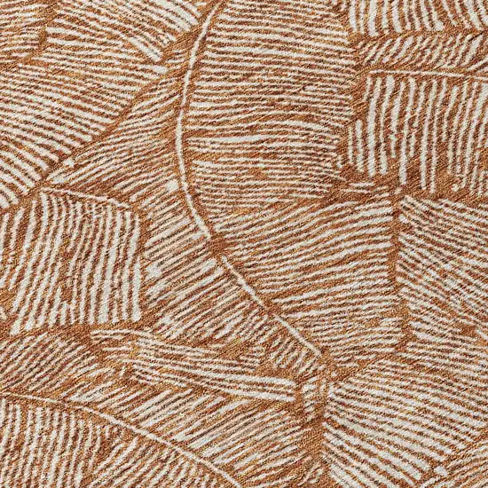 8' Copper And Beige Round Floral Washable Indoor Outdoor Area Rug Photo 4