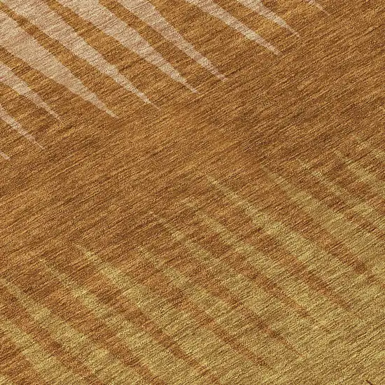 8' Copper Beige And Brown Round Striped Washable Indoor Outdoor Area Rug Photo 8