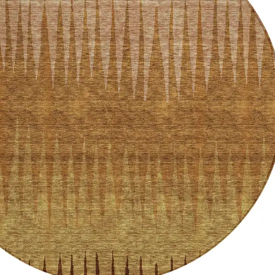 8' Copper Beige And Brown Round Striped Washable Indoor Outdoor Area Rug Photo 4