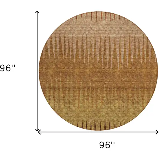 8' Copper Beige And Brown Round Striped Washable Indoor Outdoor Area Rug Photo 3