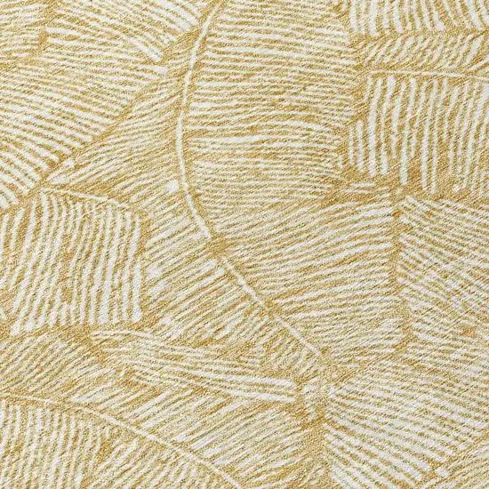 8' Gold And Beige Round Floral Washable Indoor Outdoor Area Rug Photo 4