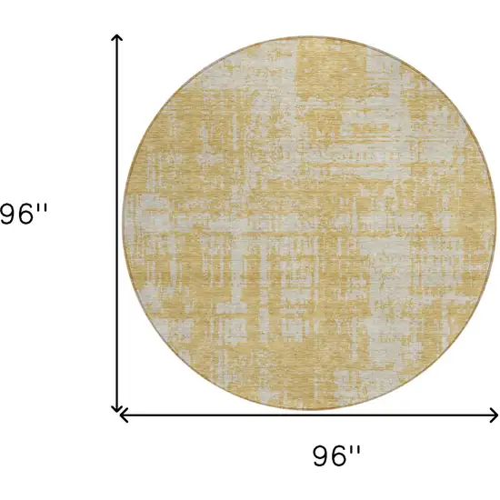 8' Gold And Gray Round Abstract Washable Indoor Outdoor Area Rug Photo 3