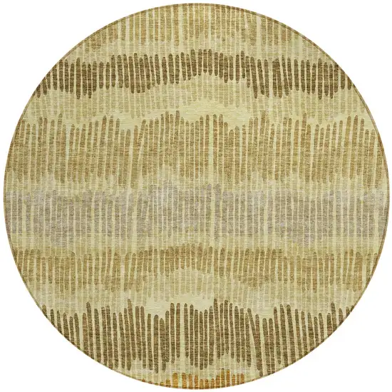 8' Gold Brown And Gray Round Striped Washable Indoor Outdoor Area Rug Photo 6