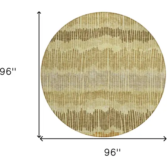 8' Gold Brown And Gray Round Striped Washable Indoor Outdoor Area Rug Photo 3