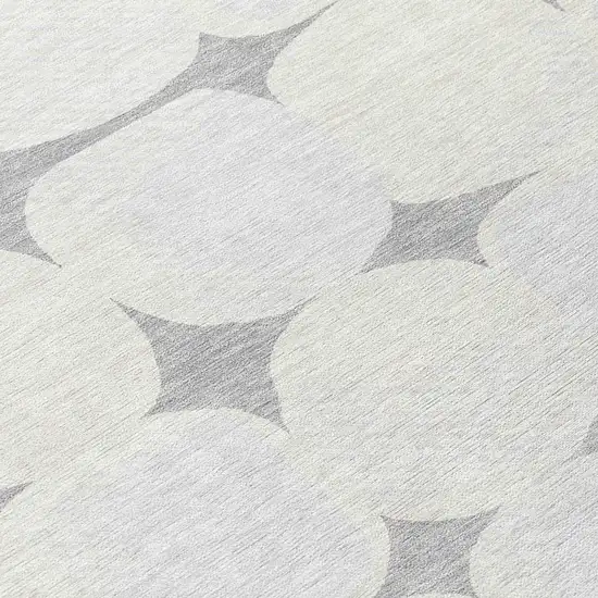 8' Gray And Beige Round Abstract Washable Indoor Outdoor Area Rug Photo 8