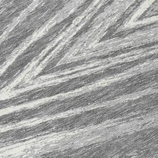 8' Gray And Ivory Round Abstract Washable Indoor Outdoor Area Rug Photo 8