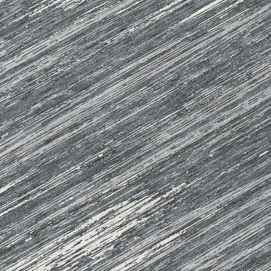 8' Gray And Ivory Round Striped Washable Indoor Outdoor Area Rug Photo 8