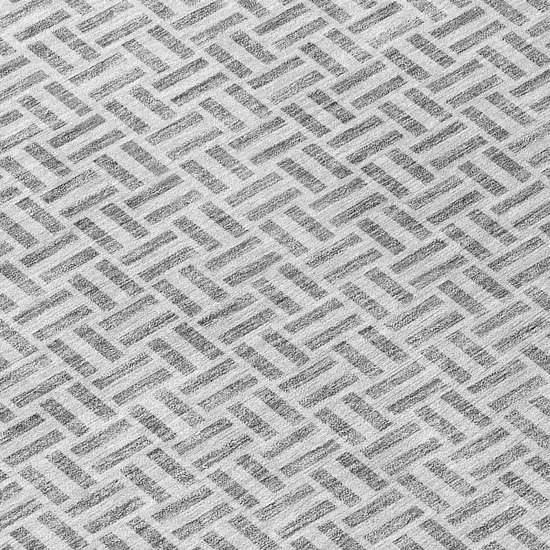 8' Gray And Silver Round Geometric Washable Indoor Outdoor Area Rug Photo 8