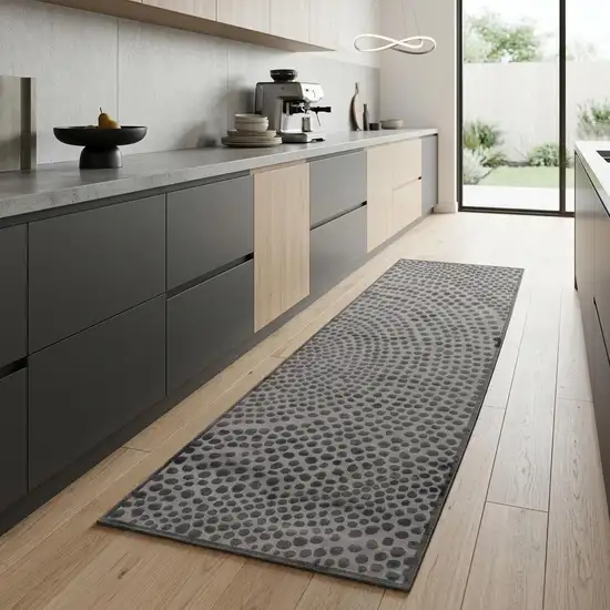 8' Gray And Silver Abstract Runner Rug Photo 1