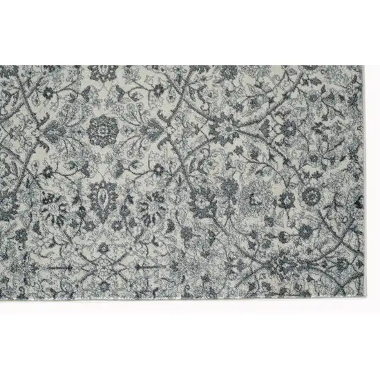 6' Gray and Beige Round Floral Power Loom Area Rug Photo 3