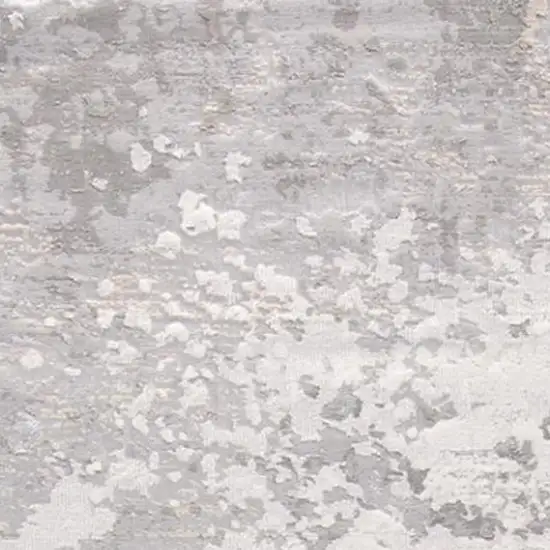 8' Gray and Silver Abstract Power Loom Runner Rug Photo 4