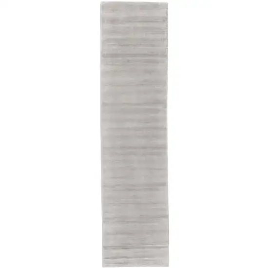 10' Gray and Silver Hand Woven Runner Rug Photo 2