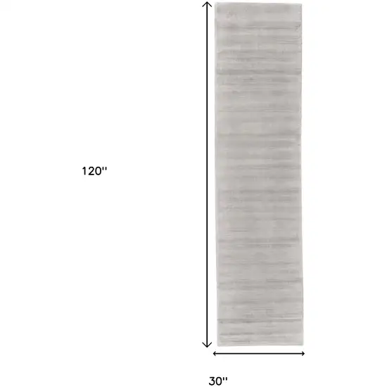 10' Gray and Silver Hand Woven Runner Rug Photo 5