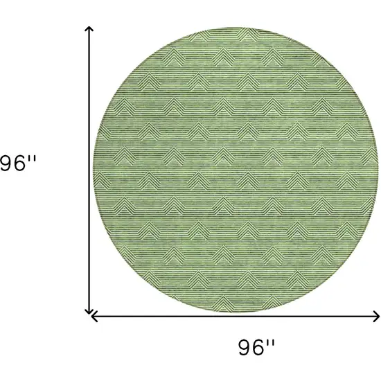 8' Green And Beige Round Geometric Washable Indoor Outdoor Area Rug Photo 3