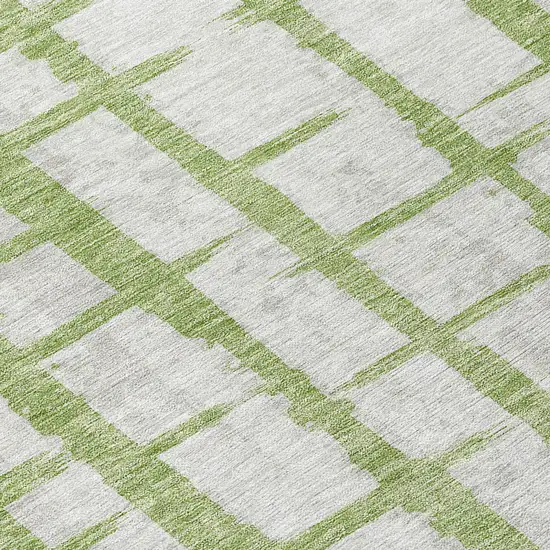 8' Green And Gray Round Striped Washable Indoor Outdoor Area Rug Photo 8