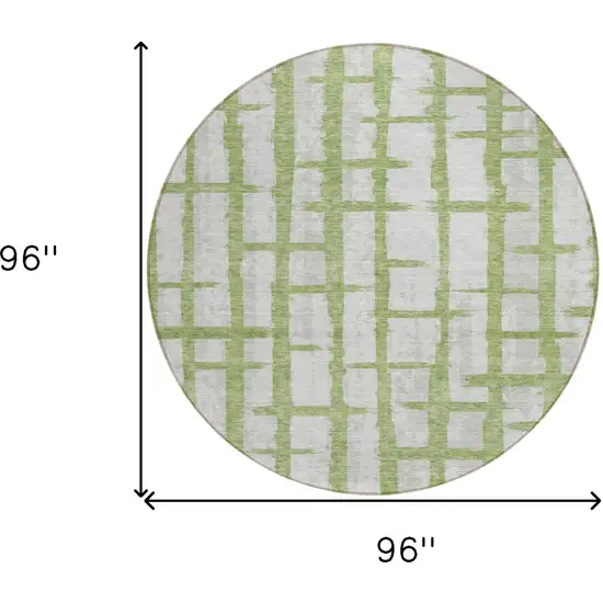 8' Green And Gray Round Striped Washable Indoor Outdoor Area Rug Photo 3