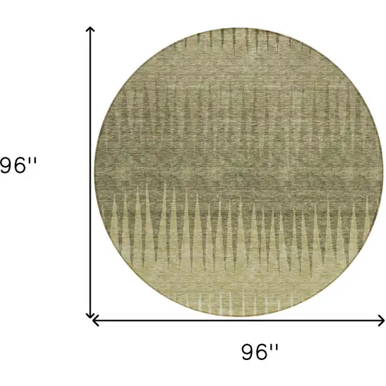 8' Green And Light Green Round Striped Washable Indoor Outdoor Area Rug Photo 3