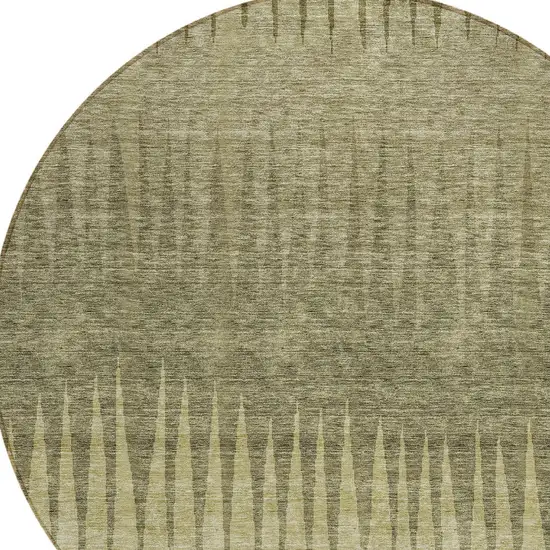 8' Green And Light Green Round Striped Washable Indoor Outdoor Area Rug Photo 4
