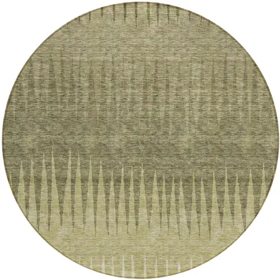 8' Green And Light Green Round Striped Washable Indoor Outdoor Area Rug Photo 2
