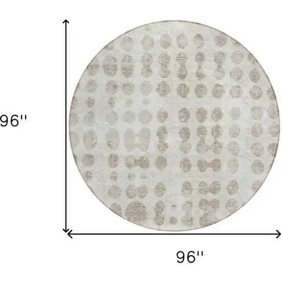 8' Ivory And Beige Round Abstract Washable Indoor Outdoor Area Rug Photo 3