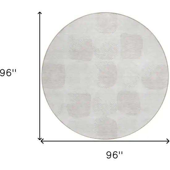 8' Ivory And Beige Round Abstract Washable Indoor Outdoor Area Rug Photo 3