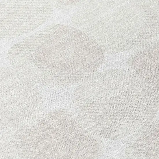 8' Ivory And Beige Round Abstract Washable Indoor Outdoor Area Rug Photo 8