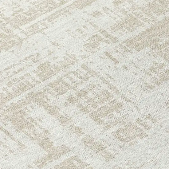 8' Ivory And Beige Round Abstract Washable Indoor Outdoor Area Rug Photo 8