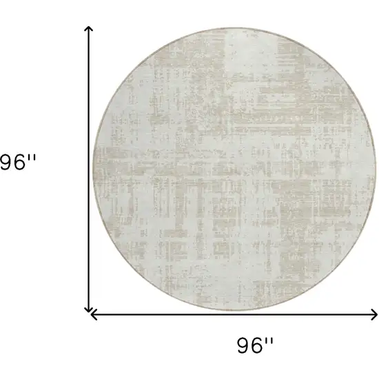8' Ivory And Beige Round Abstract Washable Indoor Outdoor Area Rug Photo 3